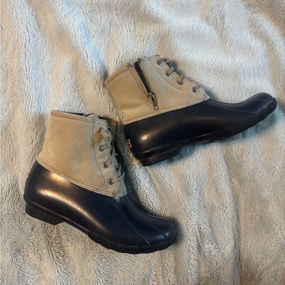 Sperry Navy and Grey Rain Boots